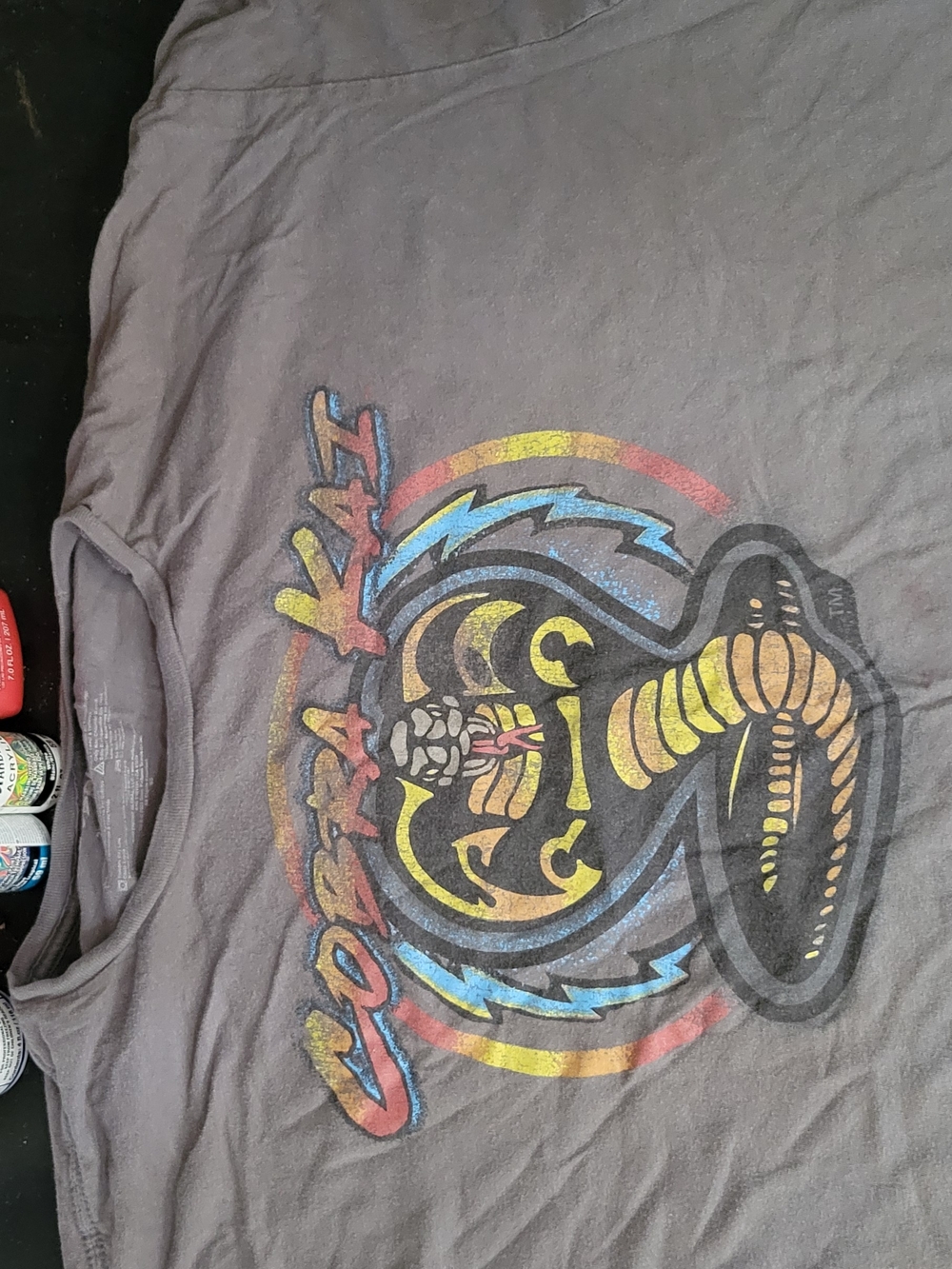 Cobra Graphic Tee in Charcoal with Multicolor Design